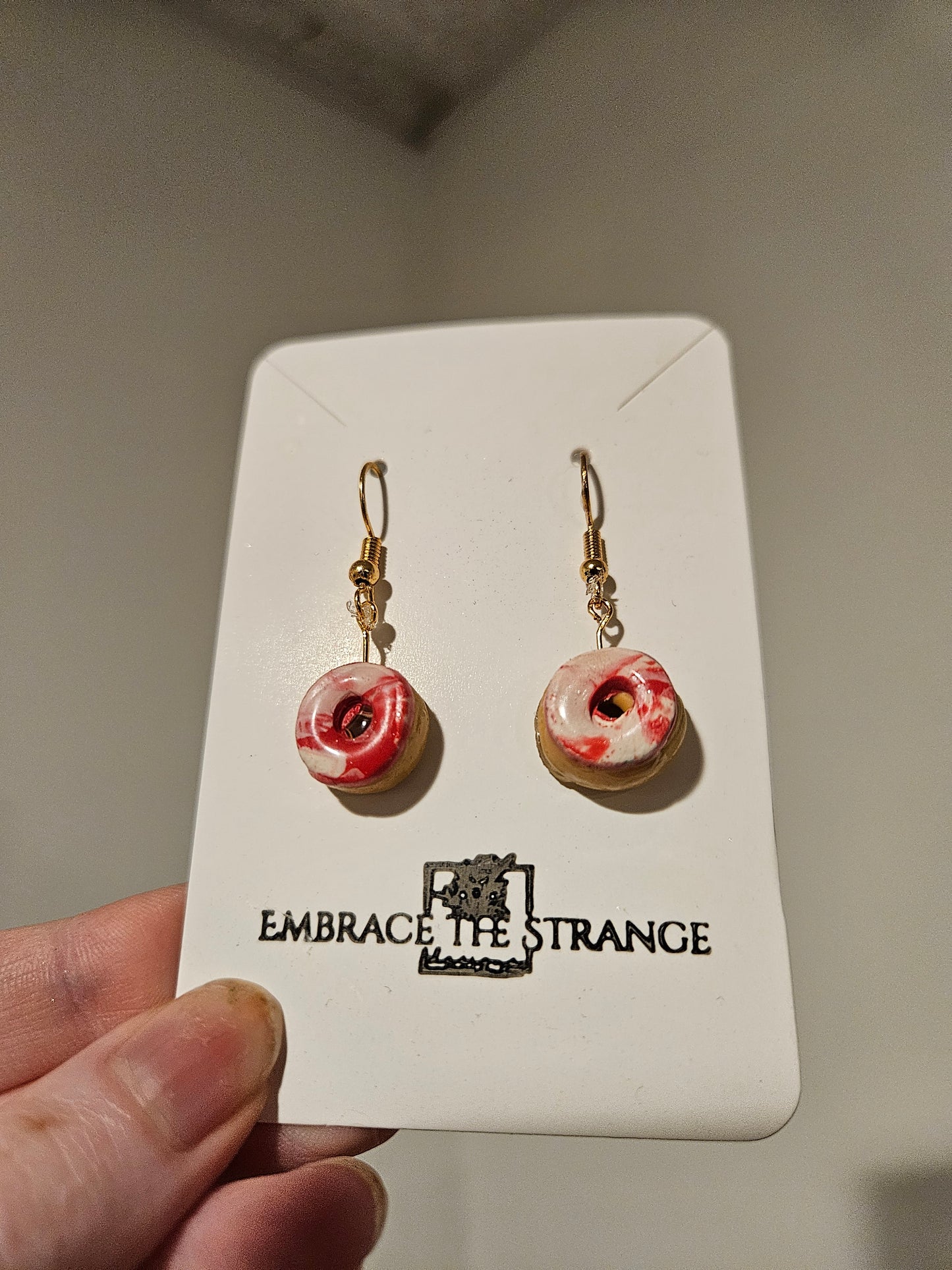 Polymer Clay Gold Plated Christmas Donut Earrings