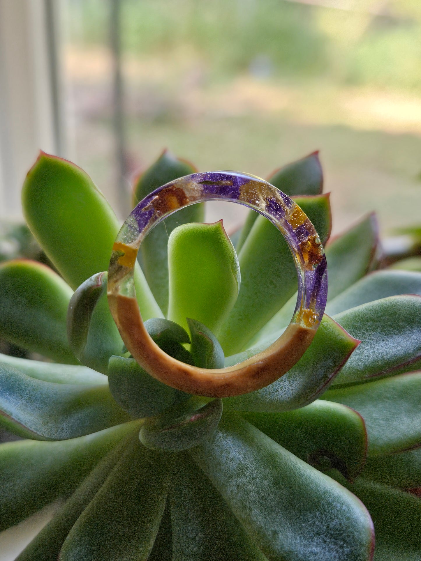 Wood & Resin Rings with Real Flowers