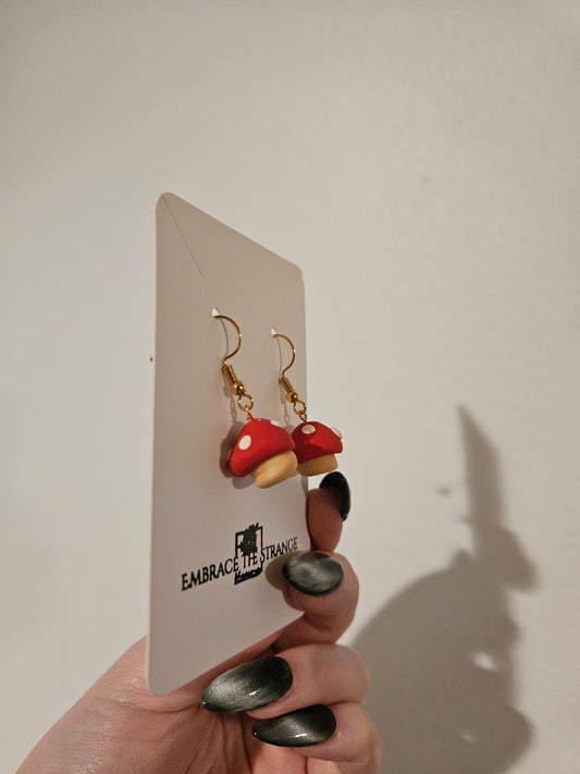 Handmade Gold Plated Mushroom Earrings