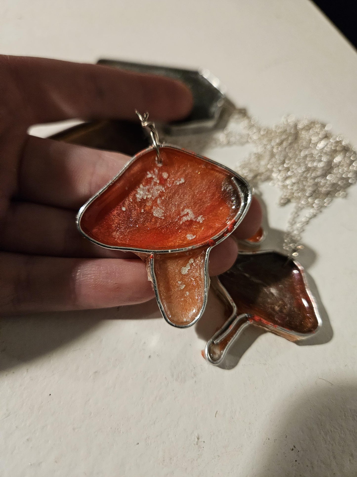 Custom Halloween Necklace: Coffin & Mushroom Charms, Handmade Gothic Jewelry