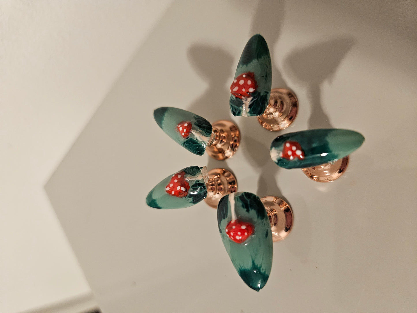 3D Mushroom Almond Shaped Fall Press On Nail Set