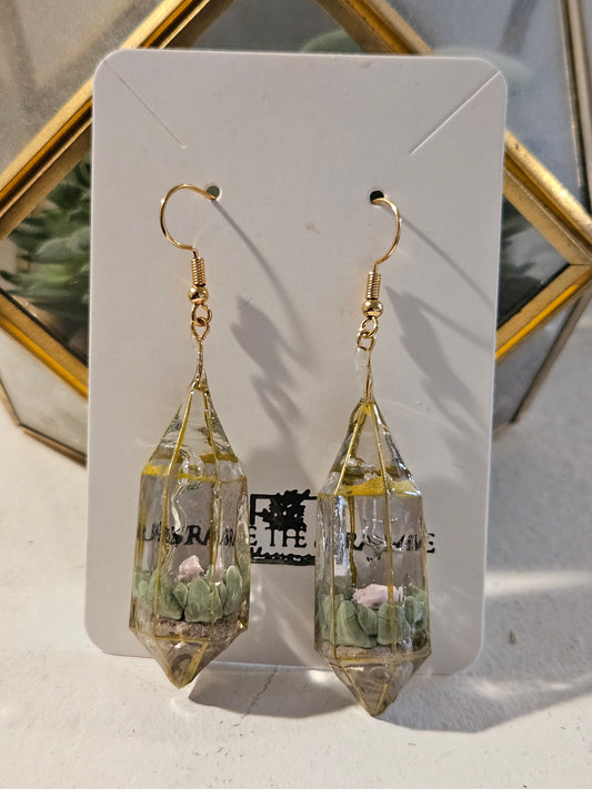 Hypoallergenic 18k Gold Plated Succulent Terrarium Earrings