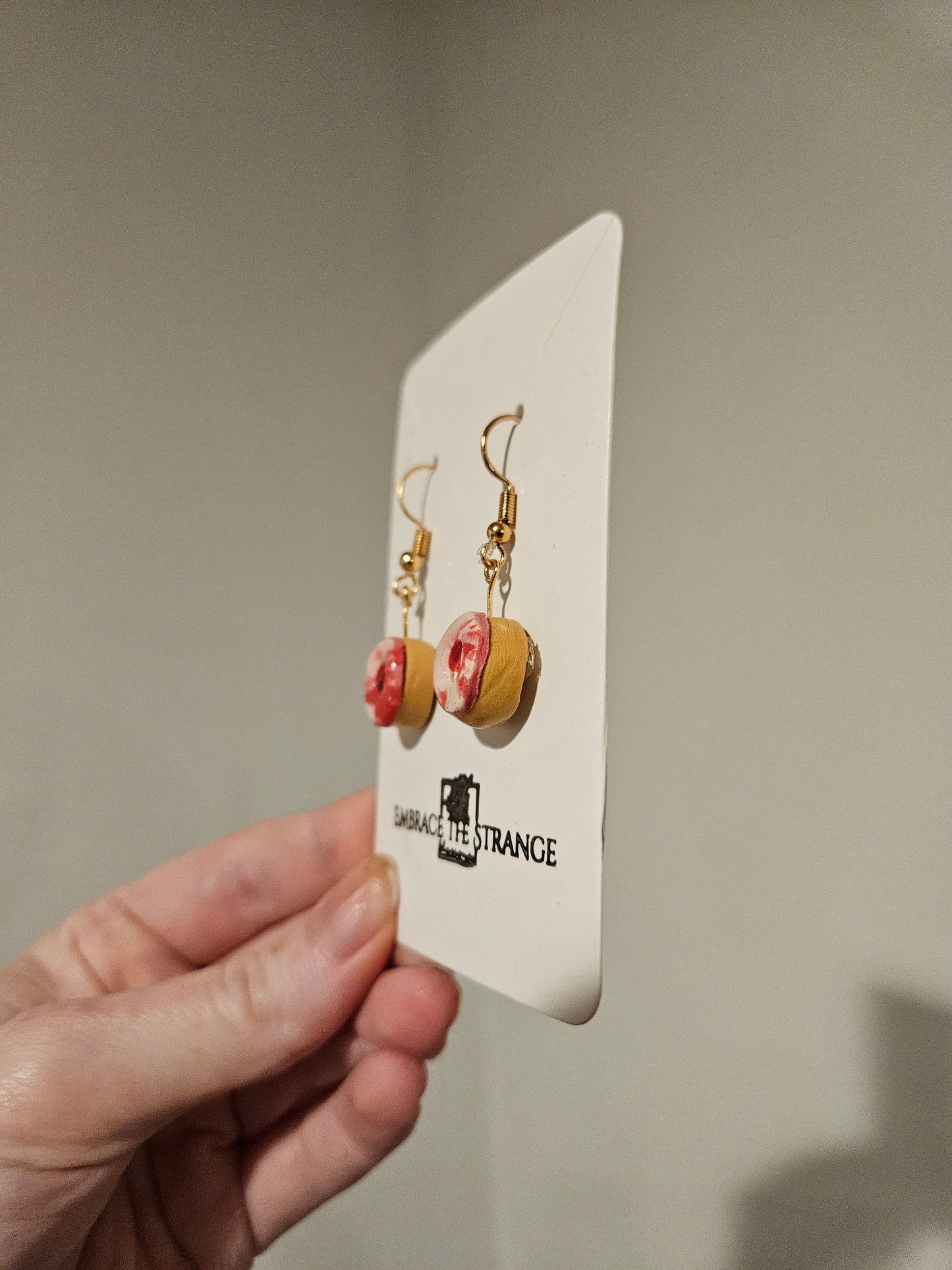 Polymer Clay Gold Plated Christmas Donut Earrings