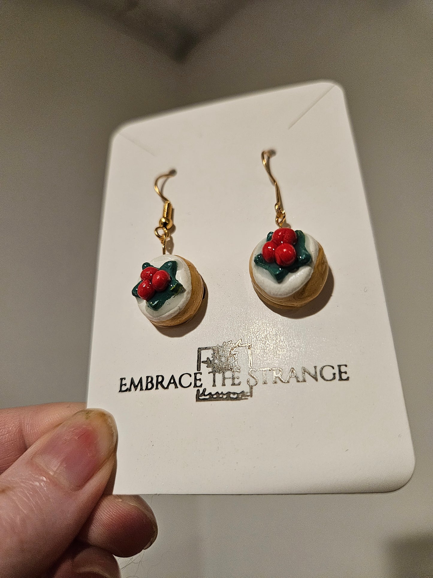 Polymer Clay Gold Plated Christmas Donut Earrings