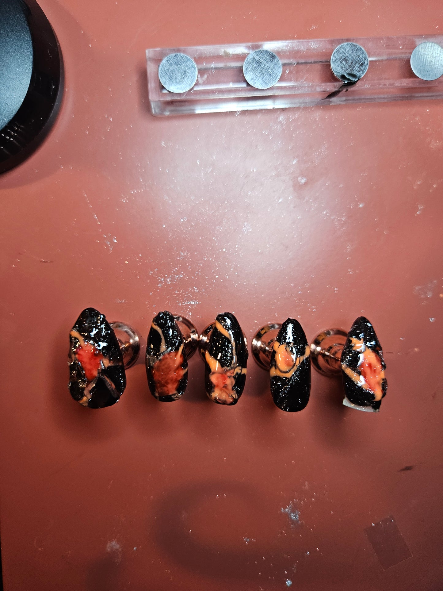 3D Molten Volcano Almond Shaped Press On Nail Set