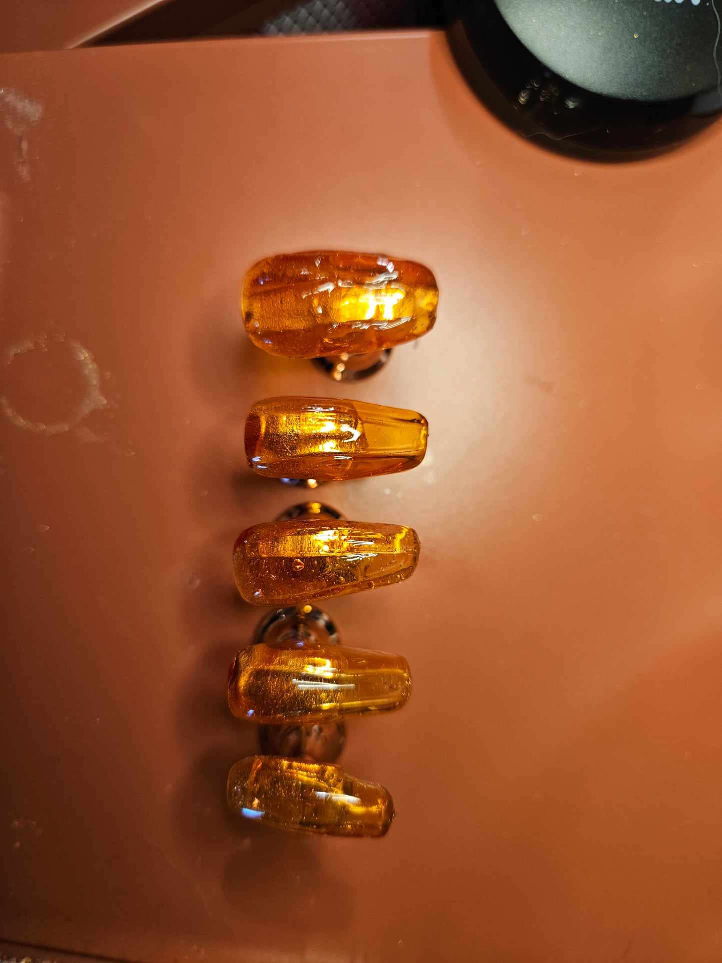 3D Glass Pumpkin Coffin Shaped Press On Nail Set