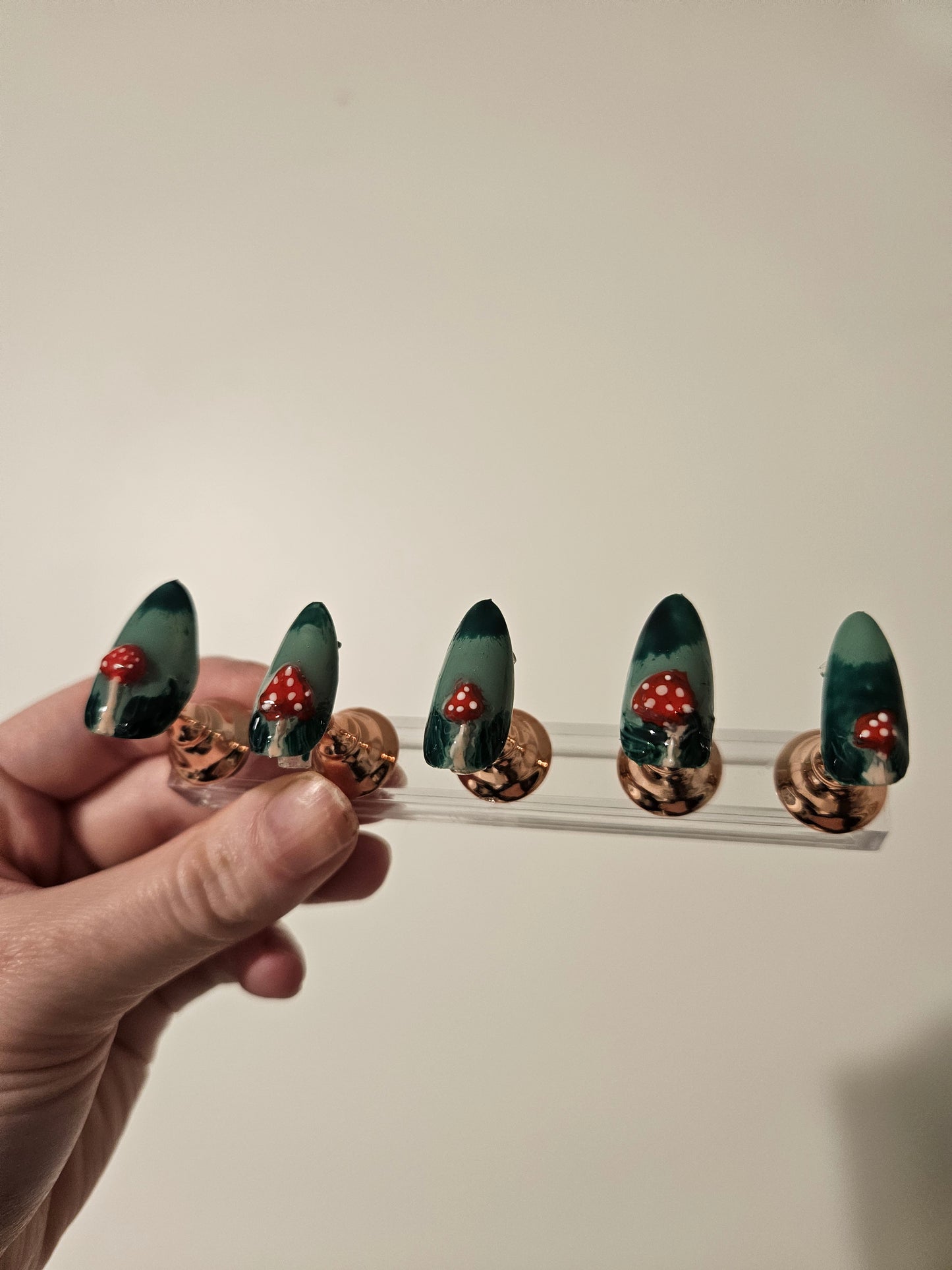 3D Mushroom Almond Shaped Fall Press On Nail Set