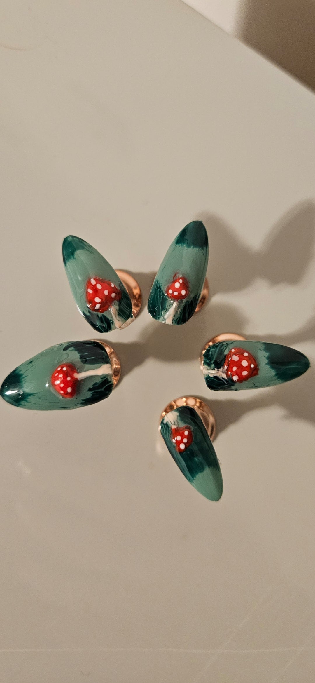 3D Mushroom Almond Shaped Fall Press On Nail Set