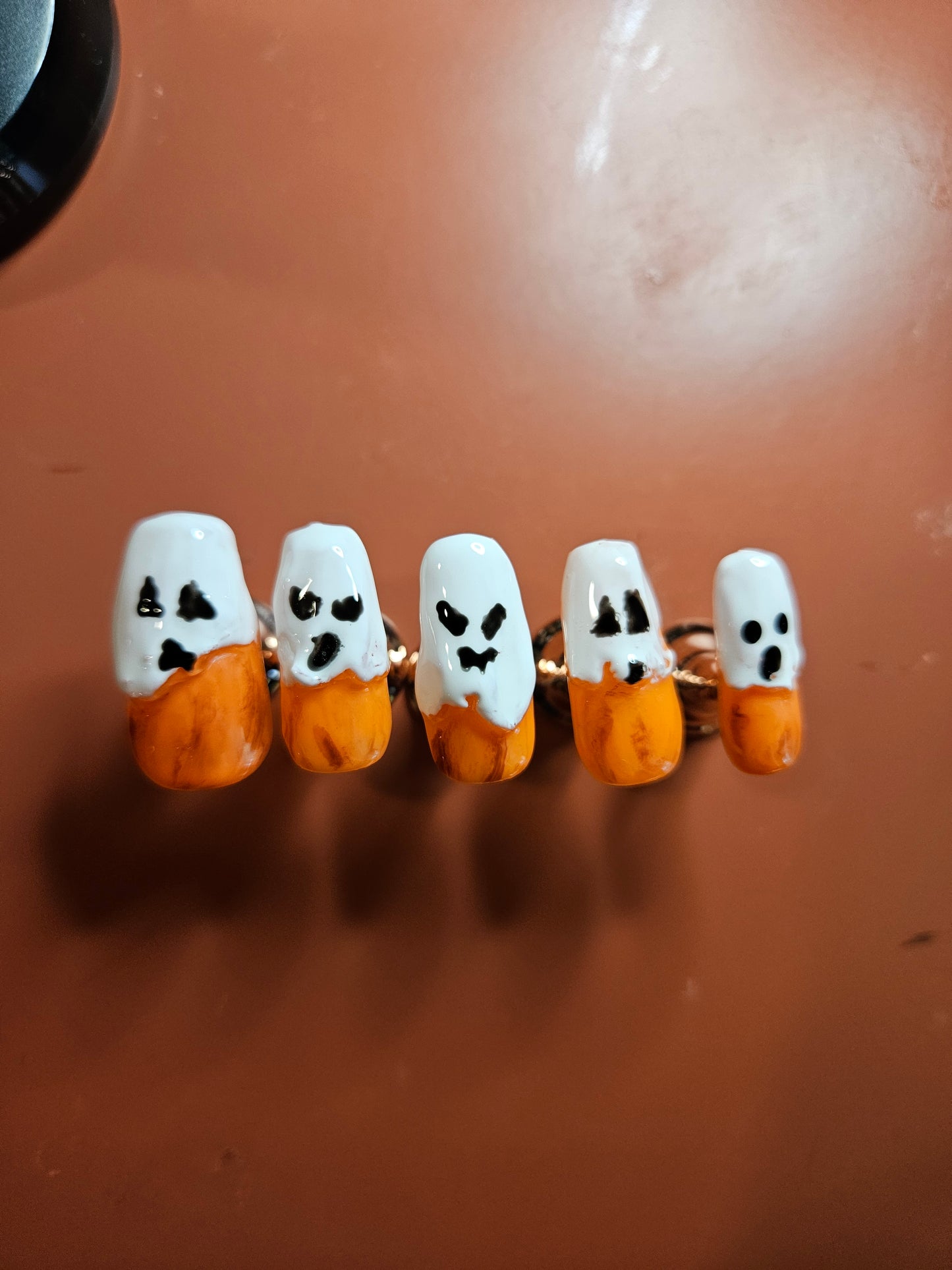 3D Ghost Pumpkin Coffin Shaped Halloween Press On Nail Set