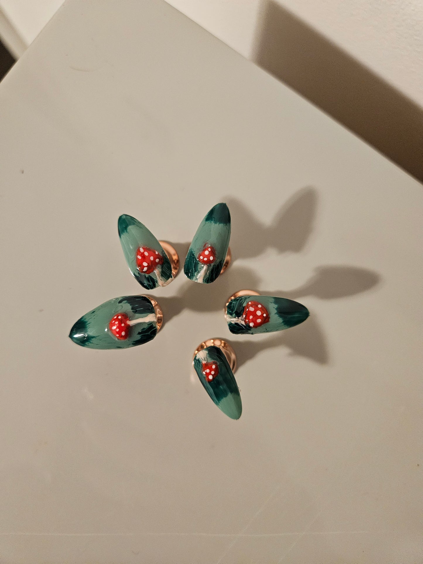 3D Mushroom Almond Shaped Fall Press On Nail Set