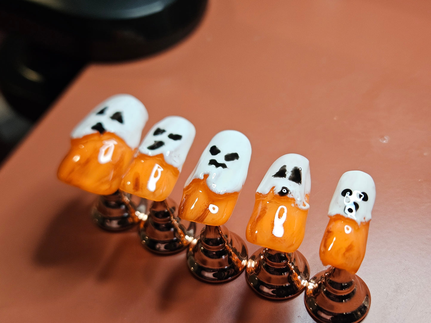 3D Ghost Pumpkin Coffin Shaped Halloween Press On Nail Set