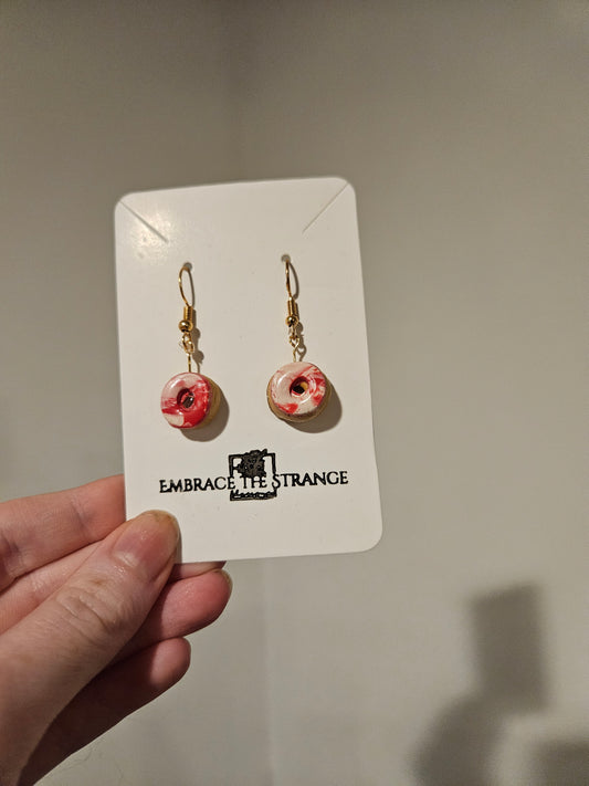 Polymer Clay Gold Plated Christmas Donut Earrings