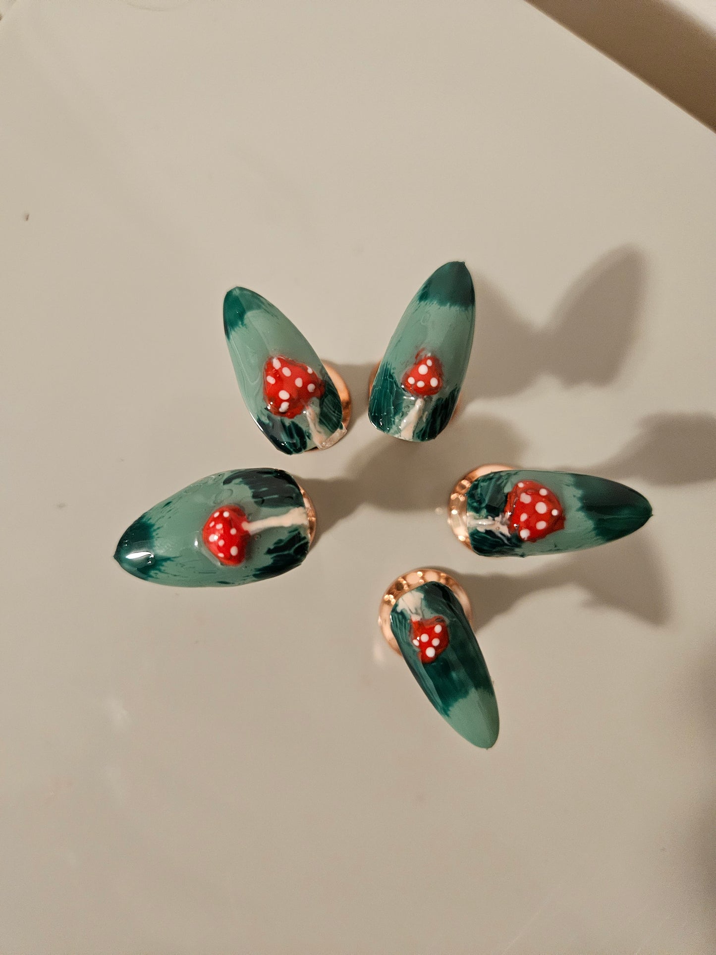 3D Mushroom Almond Shaped Fall Press On Nail Set