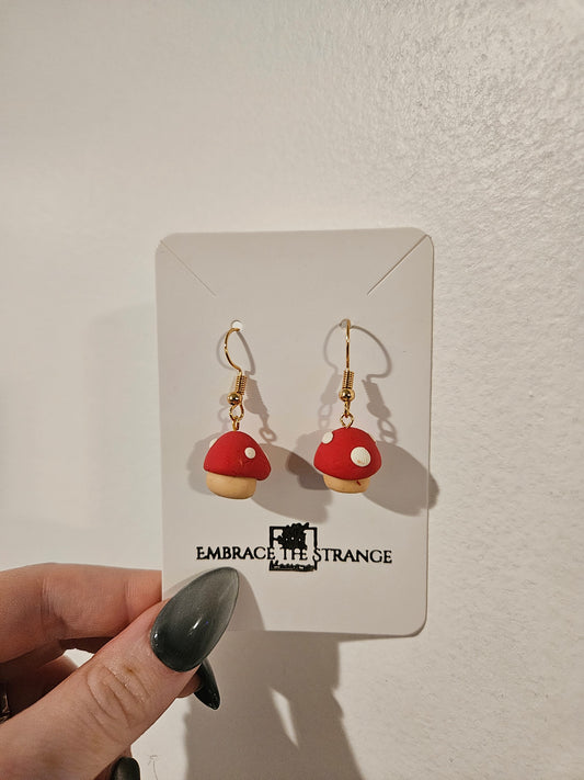 Handmade Gold Plated Mushroom Earrings