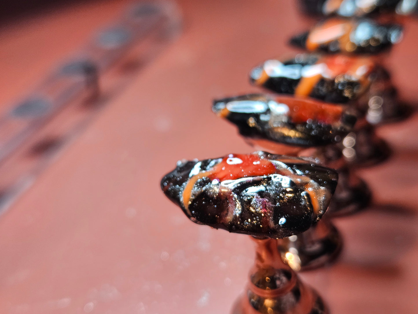 3D Molten Volcano Almond Shaped Press On Nail Set