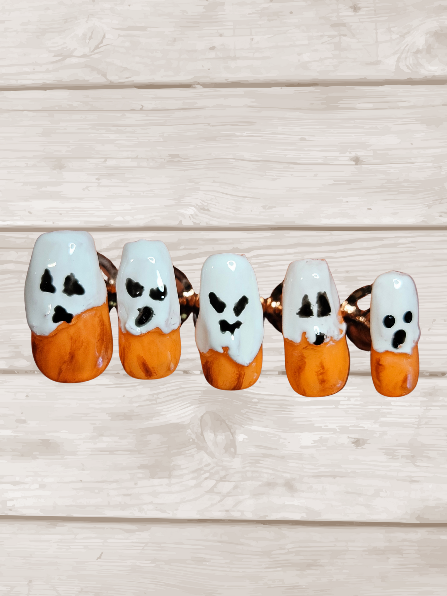 3D Ghost Pumpkin Coffin Shaped Halloween Press On Nail Set