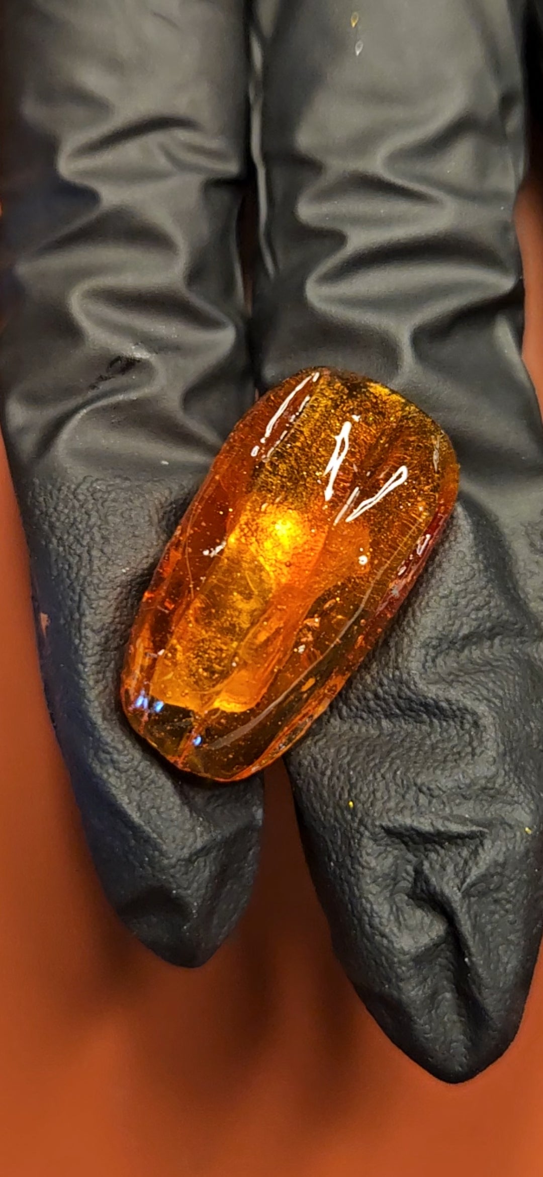 3D Glass Pumpkin Coffin Shaped Press On Nail Set