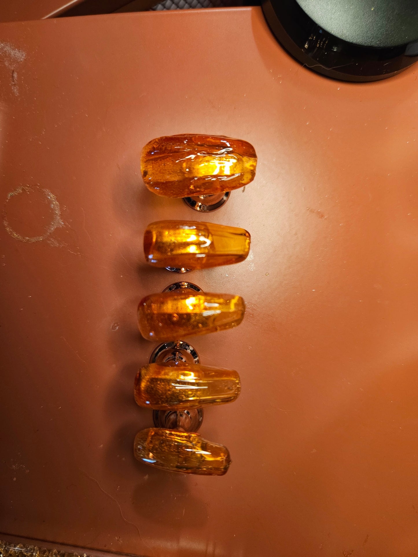 3D Glass Pumpkin Coffin Shaped Press On Nail Set