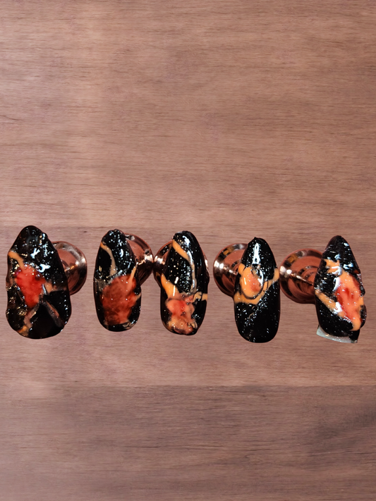 3D Molten Volcano Almond Shaped Press On Nail Set