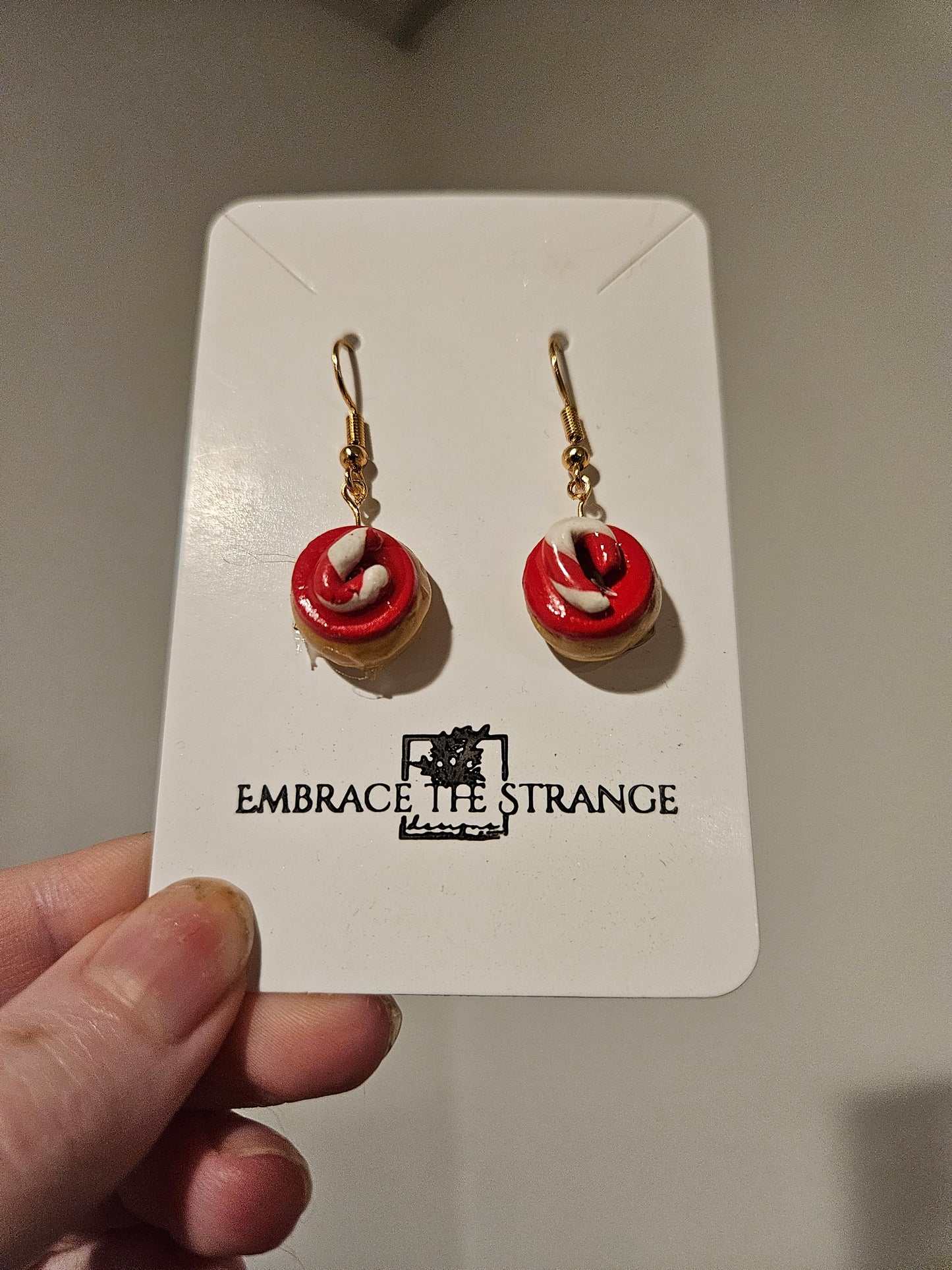 Polymer Clay Gold Plated Christmas Donut Earrings