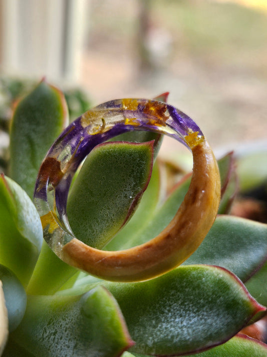 Wood & Resin Rings with Real Flowers