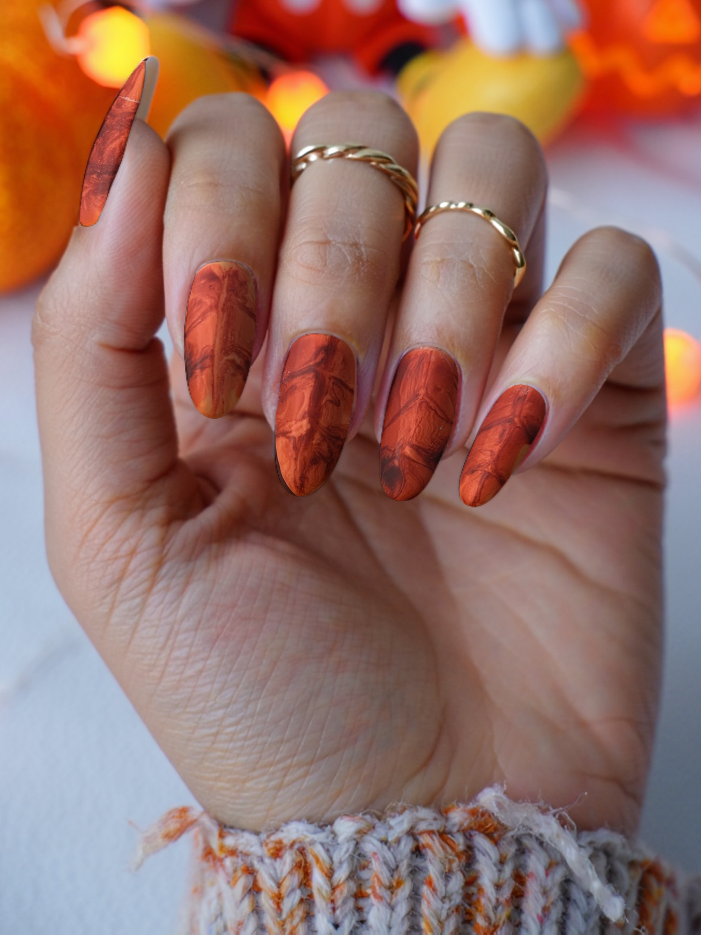 Leaf Almond Shaped Fall Press On Nail Set