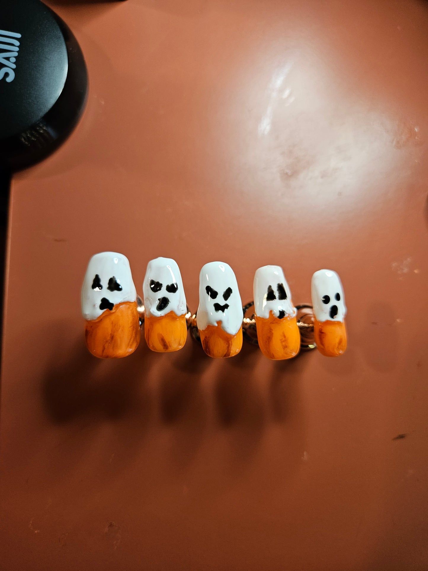 3D Ghost Pumpkin Coffin Shaped Halloween Press On Nail Set