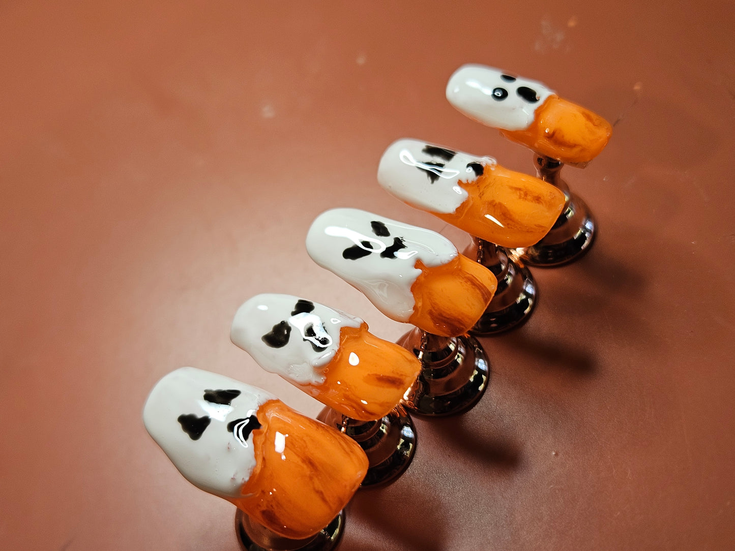 3D Ghost Pumpkin Coffin Shaped Halloween Press On Nail Set