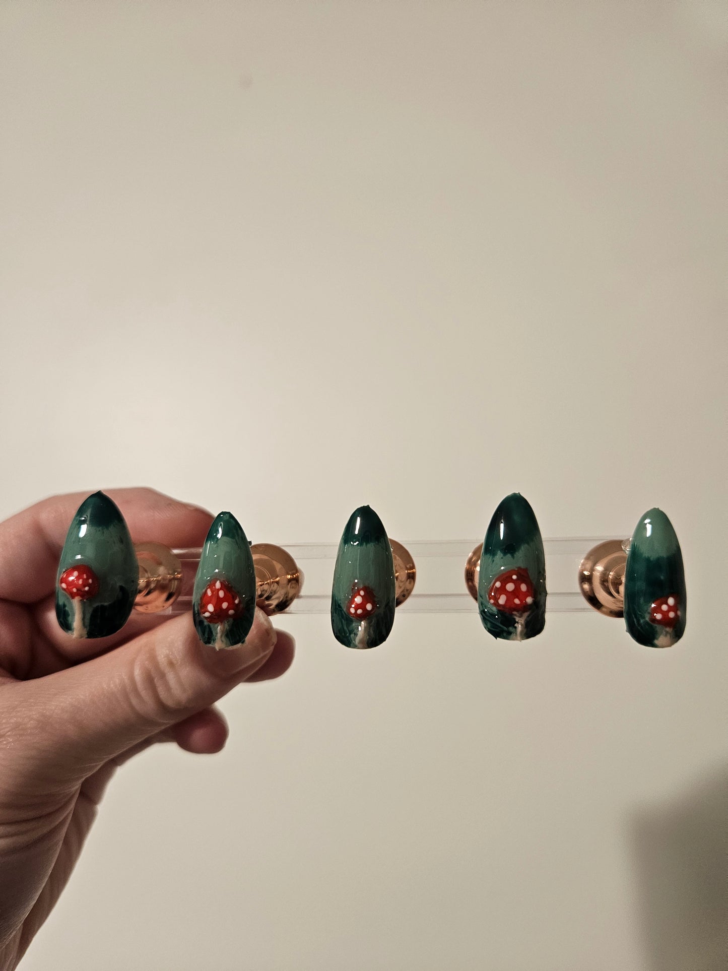 3D Mushroom Almond Shaped Fall Press On Nail Set