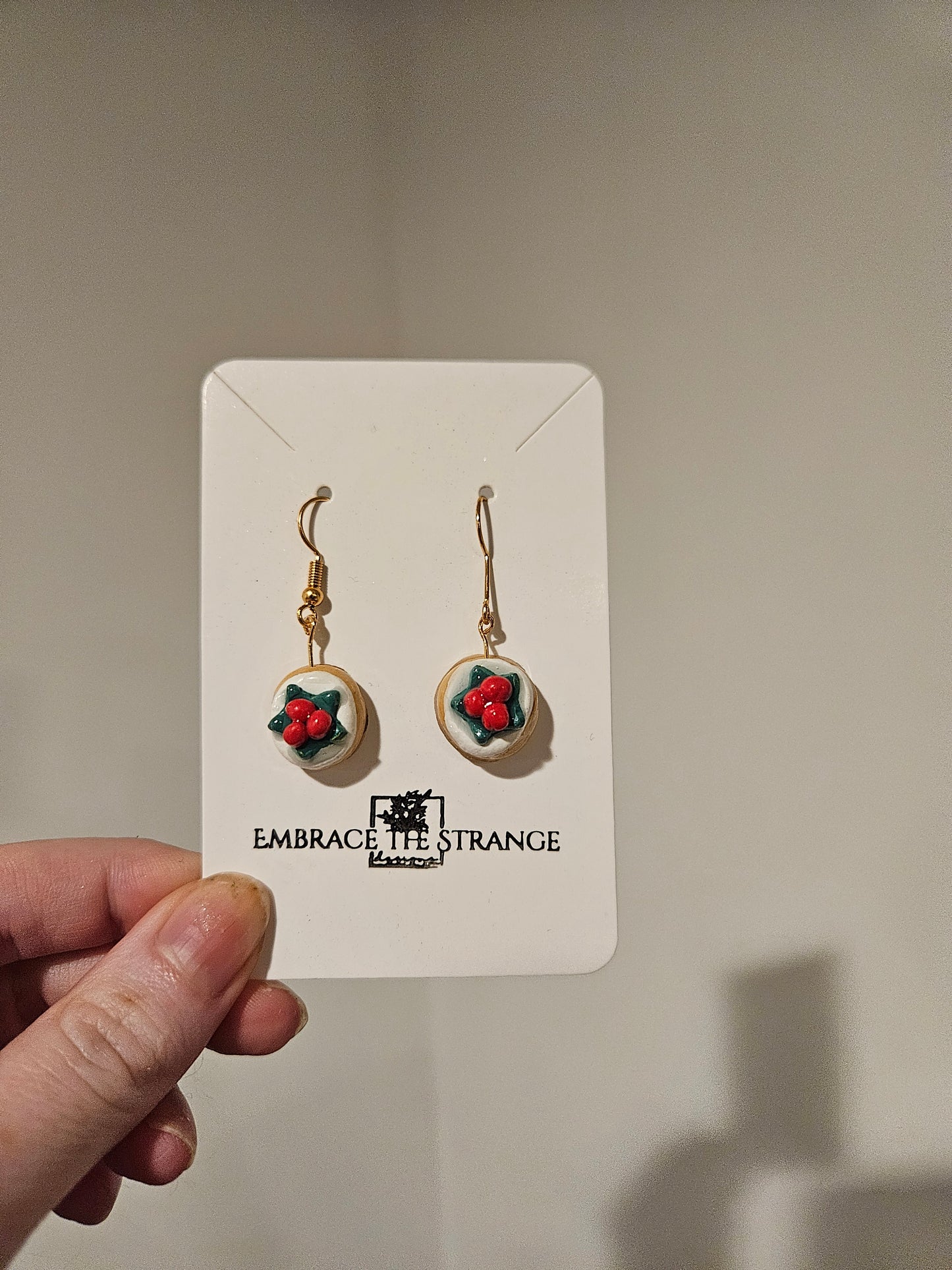 Polymer Clay Gold Plated Christmas Donut Earrings