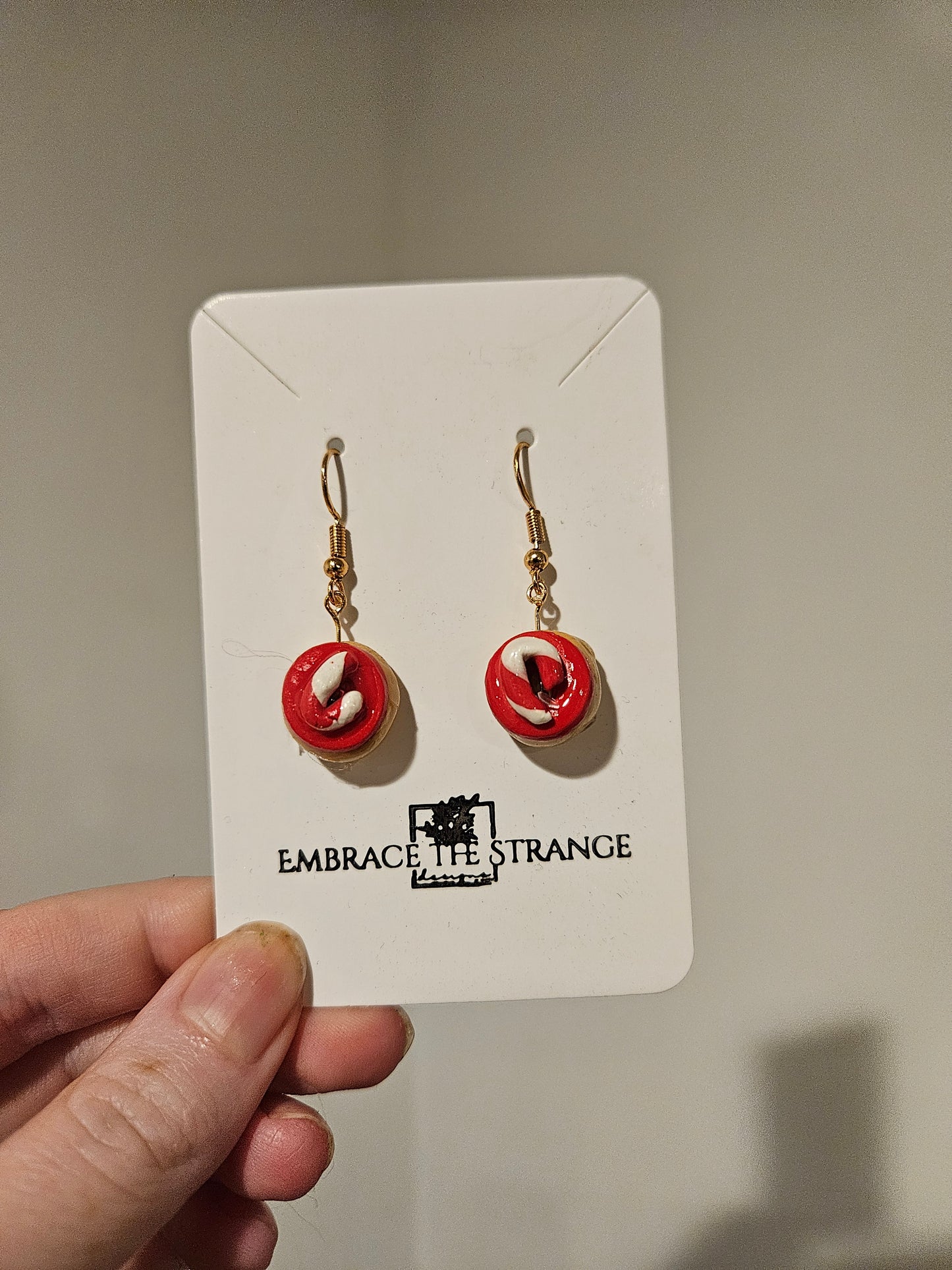 Polymer Clay Gold Plated Christmas Donut Earrings