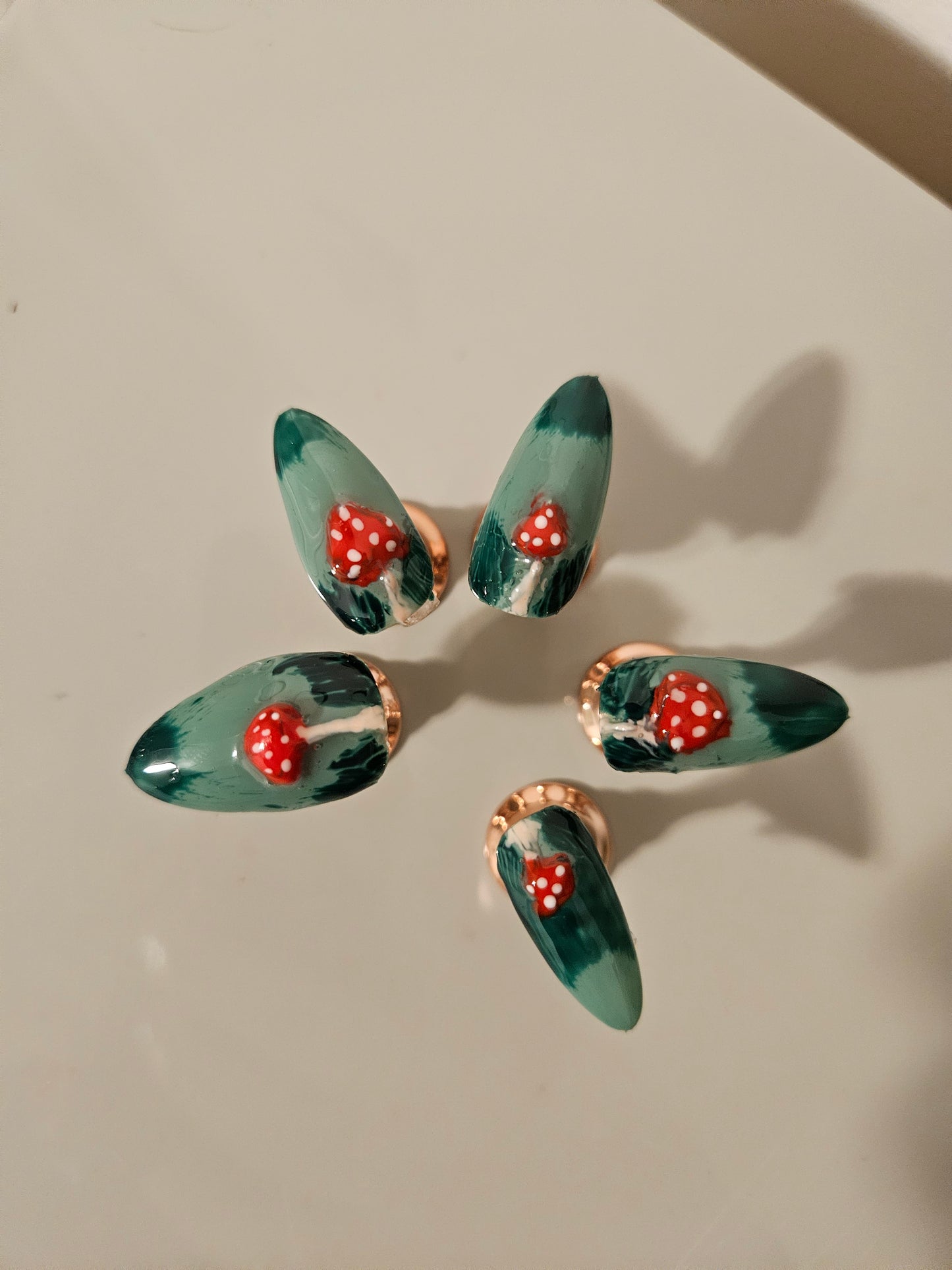 3D Mushroom Almond Shaped Fall Press On Nail Set